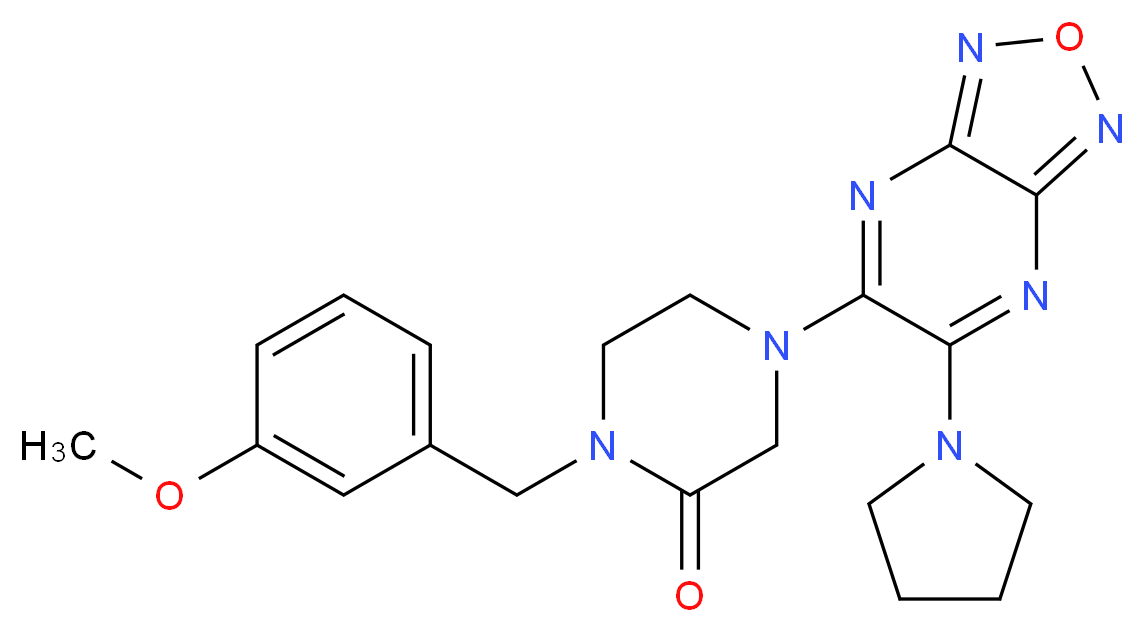 1-(3-methoxybenzyl)-4-[6-(1-pyrrolidinyl)[1,2,5]oxadiazolo[3,4-b]pyrazin-5-yl]-2-piperazinone_分子结构_CAS_)