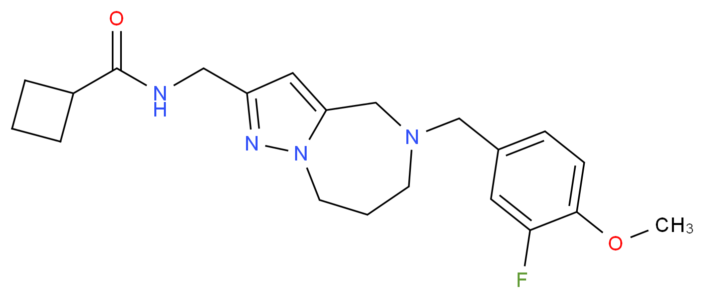 N-{[5-(3-fluoro-4-methoxybenzyl)-5,6,7,8-tetrahydro-4H-pyrazolo[1,5-a][1,4]diazepin-2-yl]methyl}cyclobutanecarboxamide_分子结构_CAS_)