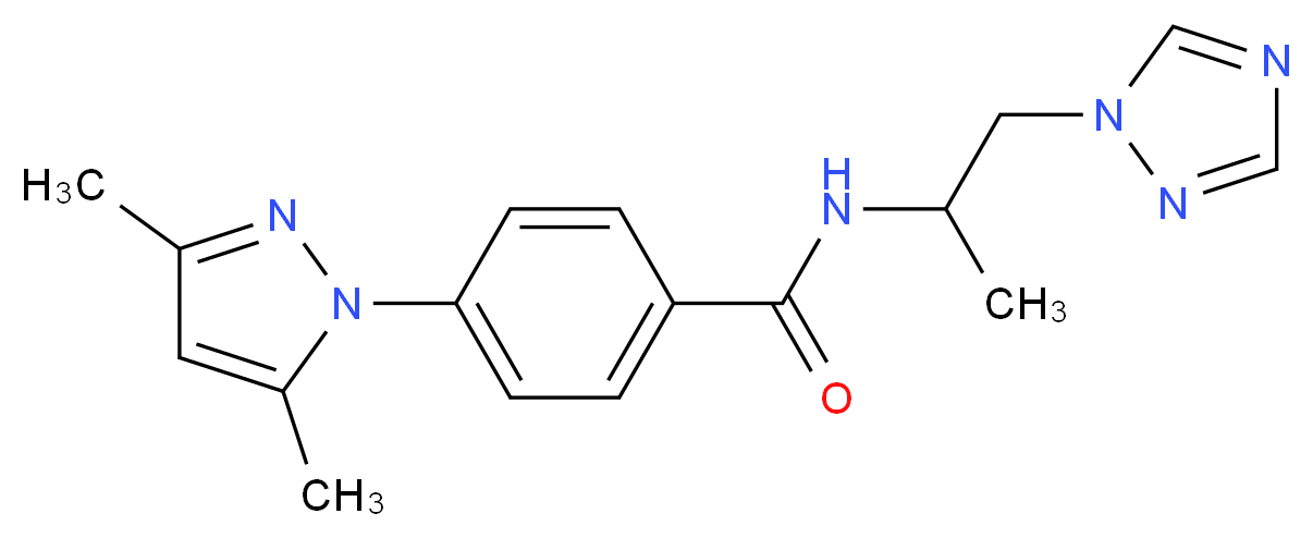 4-(3,5-dimethyl-1H-pyrazol-1-yl)-N-[1-methyl-2-(1H-1,2,4-triazol-1-yl)ethyl]benzamide_分子结构_CAS_)