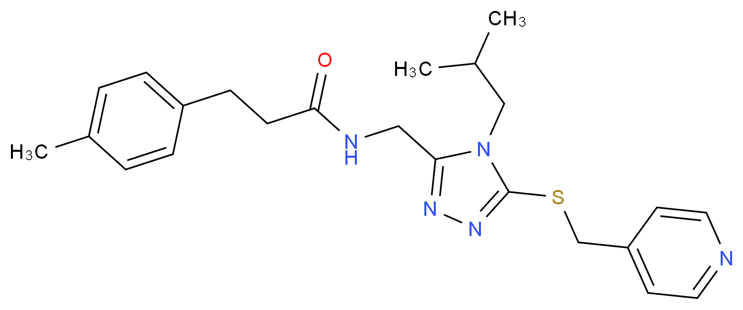 N-({4-isobutyl-5-[(4-pyridinylmethyl)thio]-4H-1,2,4-triazol-3-yl}methyl)-3-(4-methylphenyl)propanamide_分子结构_CAS_)