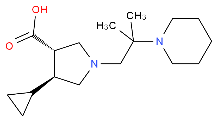 (3S*,4S*)-4-cyclopropyl-1-[2-methyl-2-(1-piperidinyl)propyl]-3-pyrrolidinecarboxylic acid_分子结构_CAS_)