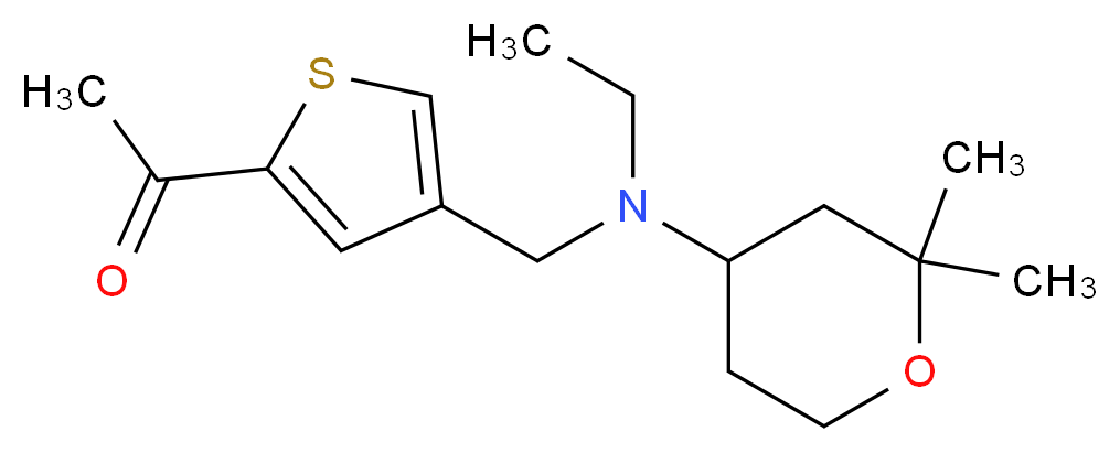 1-(4-{[(2,2-dimethyltetrahydro-2H-pyran-4-yl)(ethyl)amino]methyl}-2-thienyl)ethanone_分子结构_CAS_)