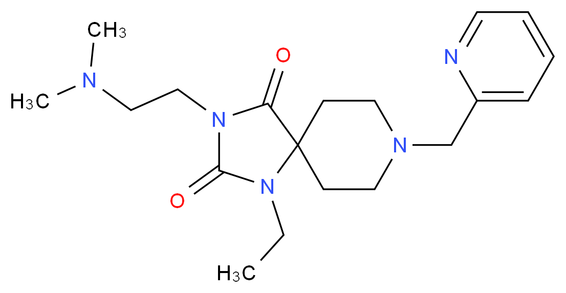 3-[2-(dimethylamino)ethyl]-1-ethyl-8-(2-pyridinylmethyl)-1,3,8-triazaspiro[4.5]decane-2,4-dione_分子结构_CAS_)