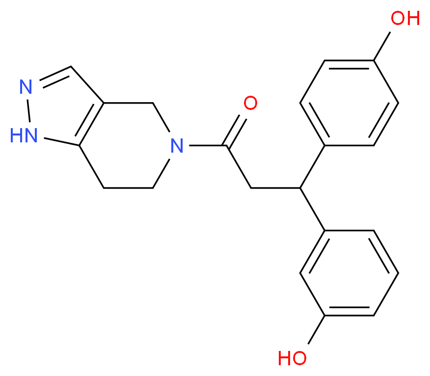 3-[1-(4-hydroxyphenyl)-3-oxo-3-(1,4,6,7-tetrahydro-5H-pyrazolo[4,3-c]pyridin-5-yl)propyl]phenol_分子结构_CAS_)