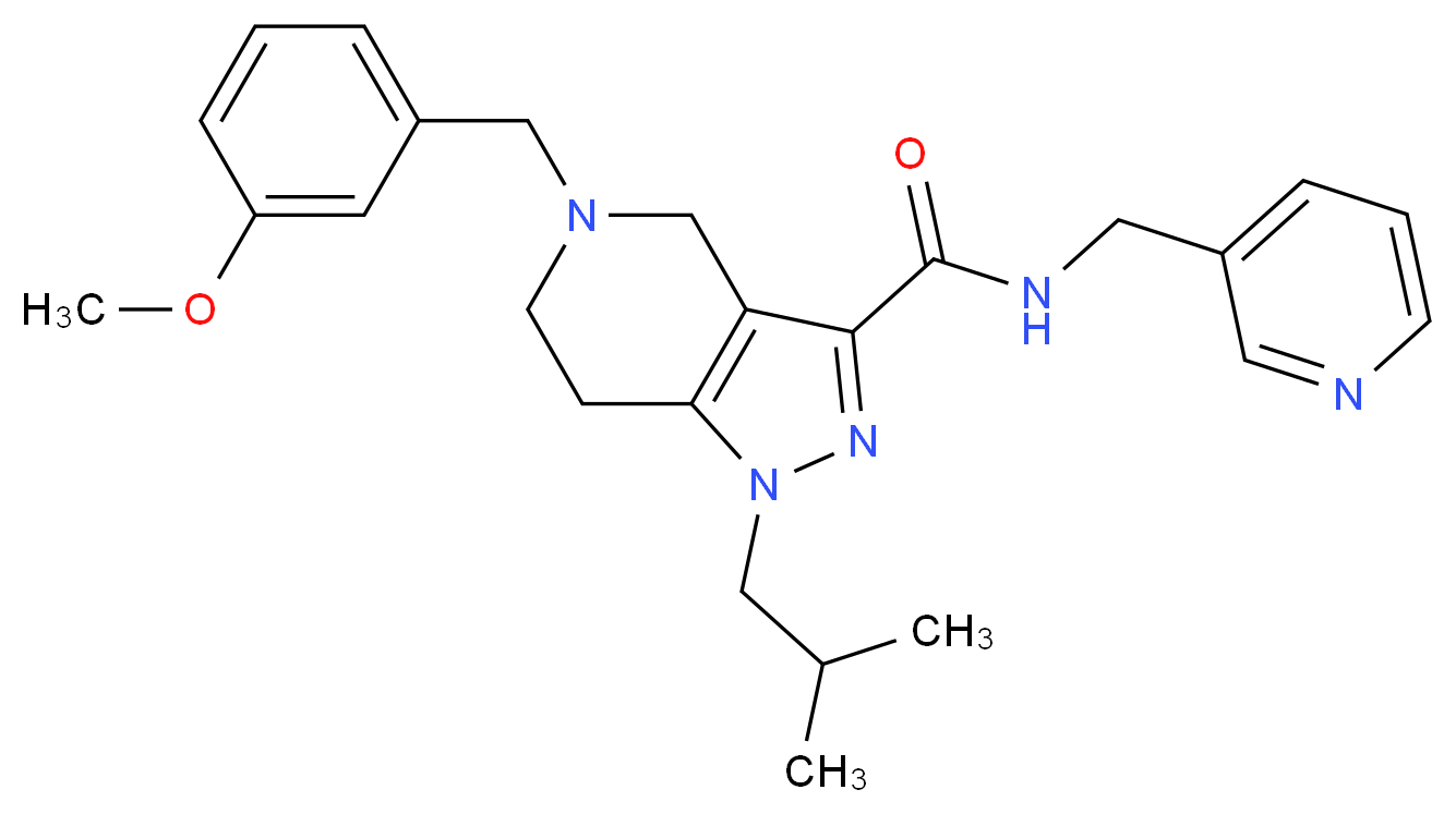 1-isobutyl-5-(3-methoxybenzyl)-N-(3-pyridinylmethyl)-4,5,6,7-tetrahydro-1H-pyrazolo[4,3-c]pyridine-3-carboxamide_分子结构_CAS_)