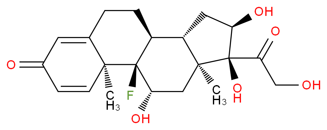 (1R,2S,10S,11S,13R,14S,15S,17S)-1-fluoro-13,14,17-trihydroxy-14-(2-hydroxyacetyl)-2,15-dimethyltetracyclo[8.7.0.0^{2,7}.0^{11,15}]heptadeca-3,6-dien-5-one_分子结构_CAS_124-94-7