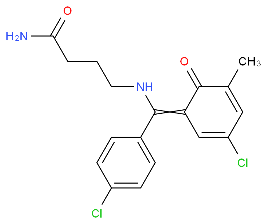 4-{[(3-chloro-5-methyl-6-oxocyclohexa-2,4-dien-1-ylidene)(4-chlorophenyl)methyl]amino}butanamide_分子结构_CAS_86914-11-6