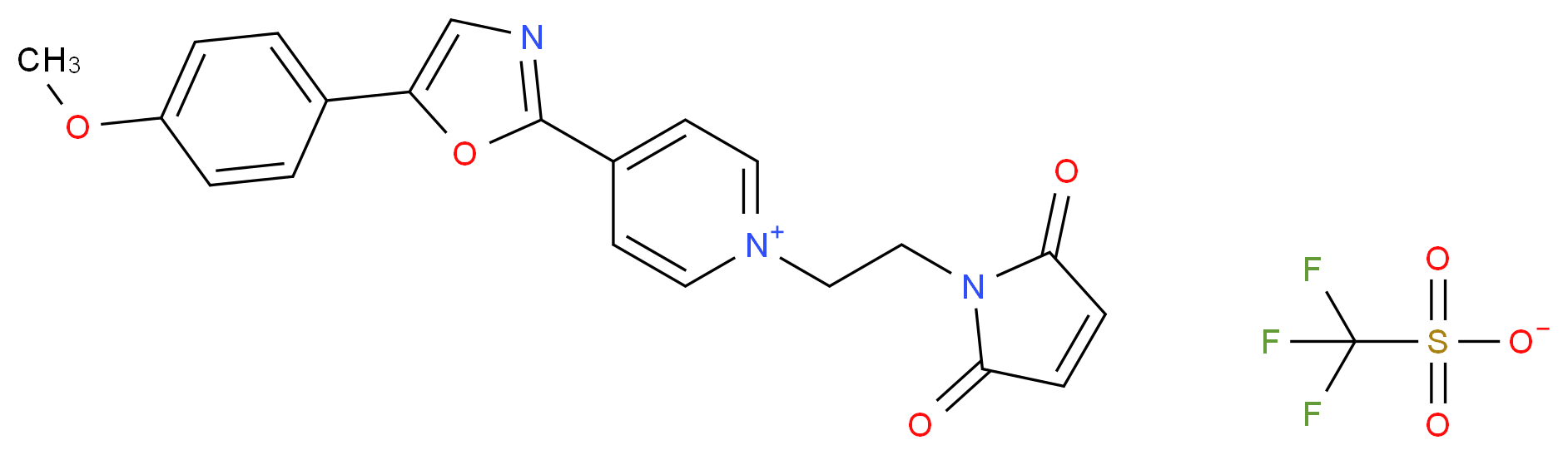 1-[2-(2,5-dioxo-2,5-dihydro-1H-pyrrol-1-yl)ethyl]-4-[5-(4-methoxyphenyl)-1,3-oxazol-2-yl]pyridin-1-ium trifluoromethanesulfonate_分子结构_CAS_155862-98-9