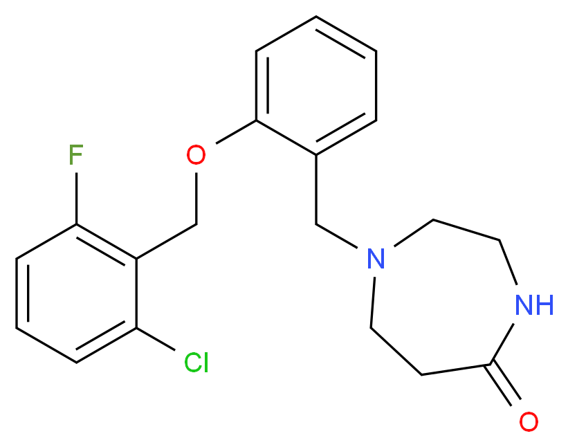 1-{2-[(2-chloro-6-fluorobenzyl)oxy]benzyl}-1,4-diazepan-5-one_分子结构_CAS_)
