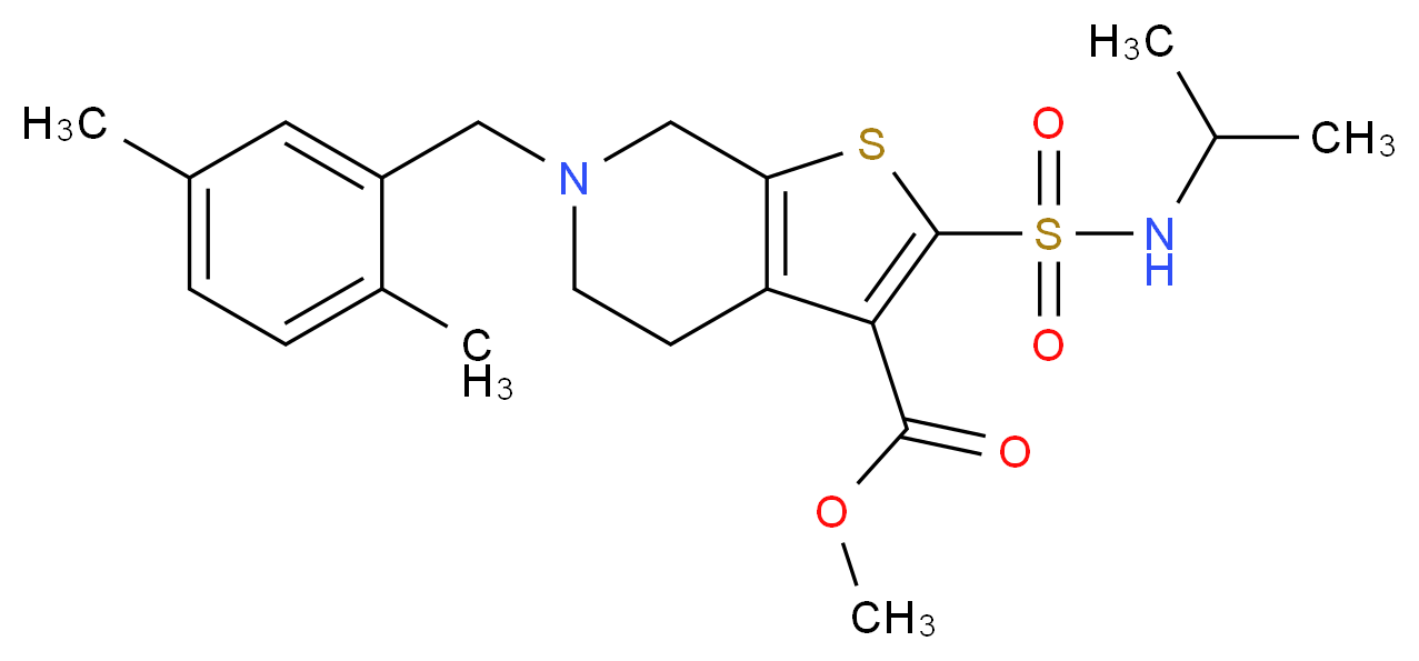 methyl 6-(2,5-dimethylbenzyl)-2-[(isopropylamino)sulfonyl]-4,5,6,7-tetrahydrothieno[2,3-c]pyridine-3-carboxylate_分子结构_CAS_)