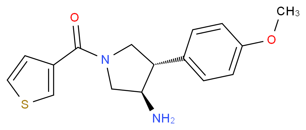 (3R*,4S*)-4-(4-methoxyphenyl)-1-(3-thienylcarbonyl)pyrrolidin-3-amine_分子结构_CAS_)
