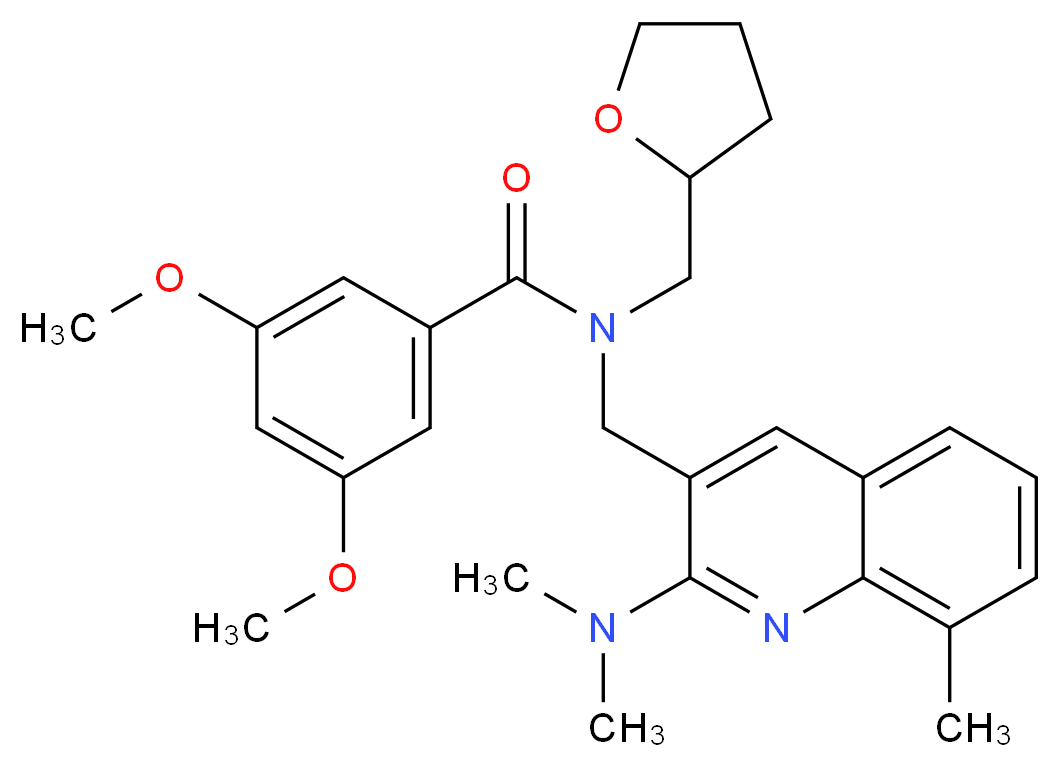 N-{[2-(dimethylamino)-8-methyl-3-quinolinyl]methyl}-3,5-dimethoxy-N-(tetrahydro-2-furanylmethyl)benzamide_分子结构_CAS_)