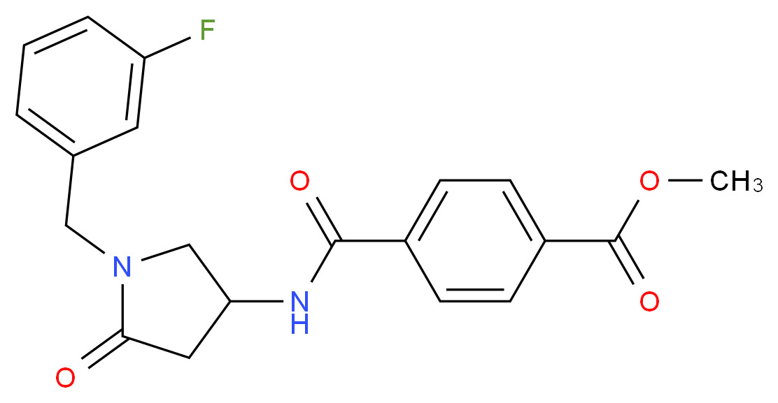 methyl 4-({[1-(3-fluorobenzyl)-5-oxo-3-pyrrolidinyl]amino}carbonyl)benzoate_分子结构_CAS_)