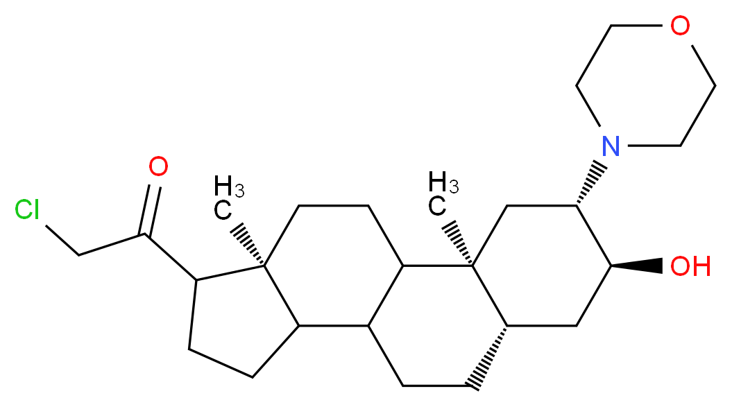 2-chloro-1-[(2S,4S,5S,7S,15S)-5-hydroxy-2,15-dimethyl-4-(morpholin-4-yl)tetracyclo[8.7.0.0<sup>2</sup>,<sup>7</sup>.0<sup>1</sup><sup>1</sup>,<sup>1</sup><sup>5</sup>]heptadecan-14-yl]ethan-1-one_分子结构_CAS_156685-94-8