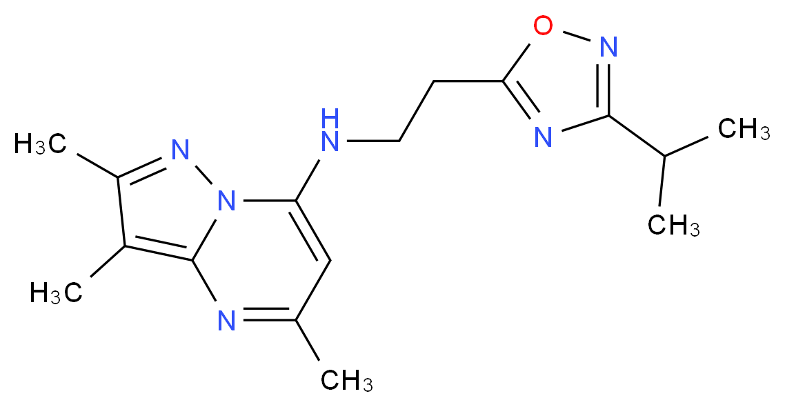 N-[2-(3-isopropyl-1,2,4-oxadiazol-5-yl)ethyl]-2,3,5-trimethylpyrazolo[1,5-a]pyrimidin-7-amine_分子结构_CAS_)