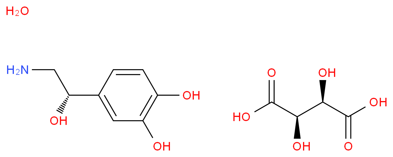 (2R,3R)-2,3-dihydroxybutanedioic acid 4-[(1S)-2-amino-1-hydroxyethyl]benzene-1,2-diol hydrate_分子结构_CAS_339091-66-6