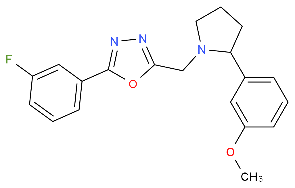 2-(3-fluorophenyl)-5-{[2-(3-methoxyphenyl)-1-pyrrolidinyl]methyl}-1,3,4-oxadiazole_分子结构_CAS_)
