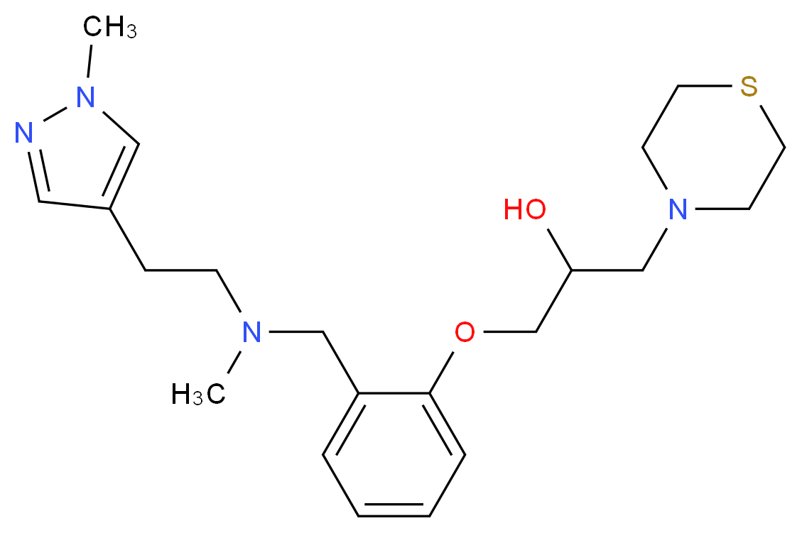 1-[2-({methyl[2-(1-methyl-1H-pyrazol-4-yl)ethyl]amino}methyl)phenoxy]-3-(4-thiomorpholinyl)-2-propanol_分子结构_CAS_)
