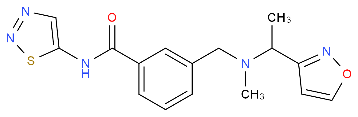 3-{[(1-isoxazol-3-ylethyl)(methyl)amino]methyl}-N-1,2,3-thiadiazol-5-ylbenzamide_分子结构_CAS_)