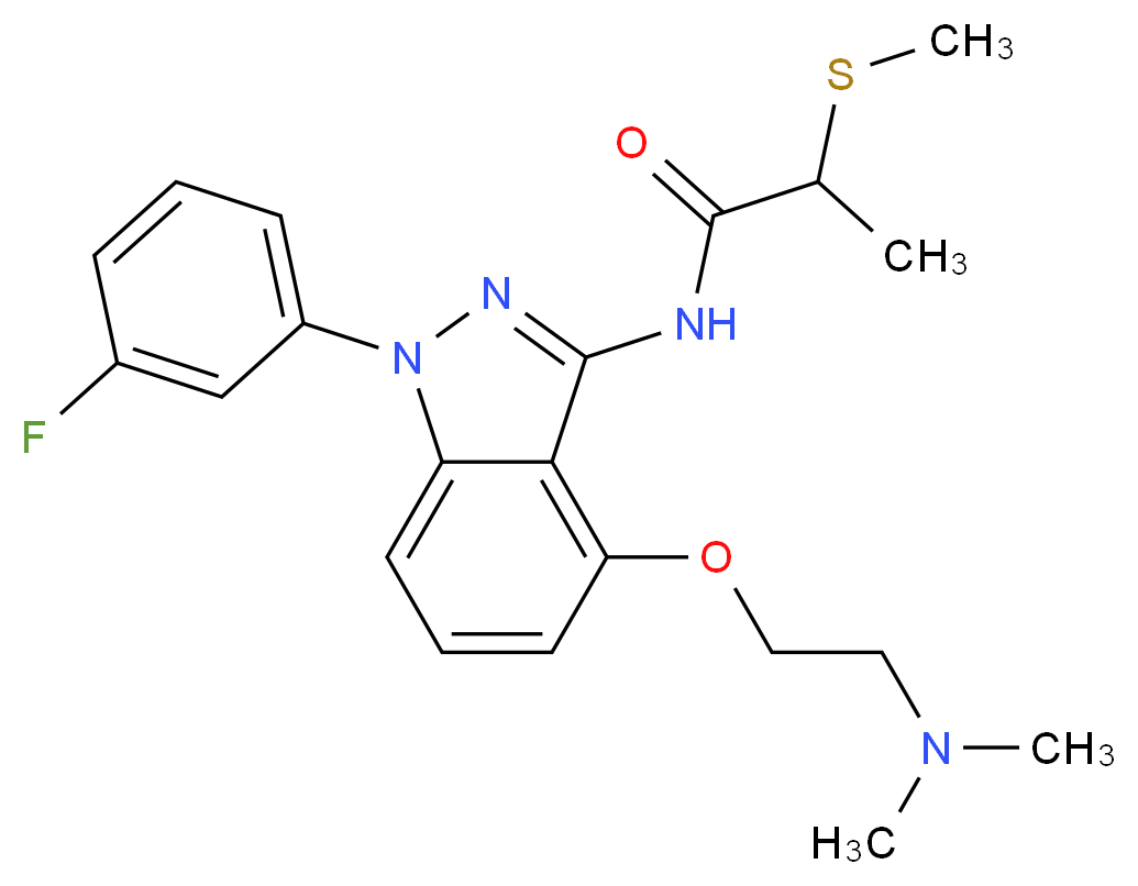 N-[4-[2-(dimethylamino)ethoxy]-1-(3-fluorophenyl)-1H-indazol-3-yl]-2-(methylthio)propanamide_分子结构_CAS_)