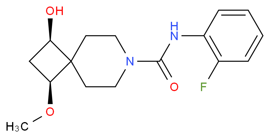 (1R*,3S*)-N-(2-fluorophenyl)-1-hydroxy-3-methoxy-7-azaspiro[3.5]nonane-7-carboxamide_分子结构_CAS_)