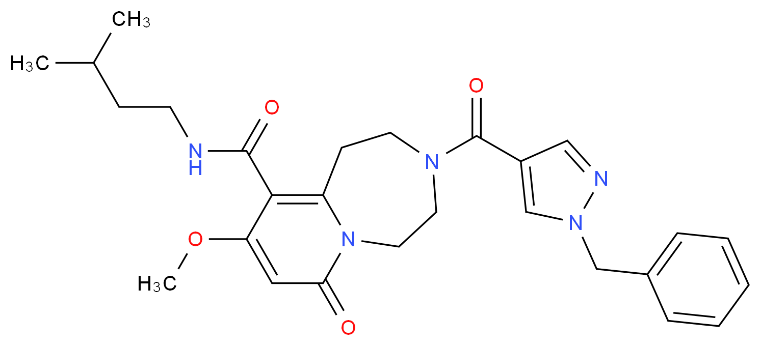 3-[(1-benzyl-1H-pyrazol-4-yl)carbonyl]-9-methoxy-N-(3-methylbutyl)-7-oxo-1,2,3,4,5,7-hexahydropyrido[1,2-d][1,4]diazepine-10-carboxamide_分子结构_CAS_)
