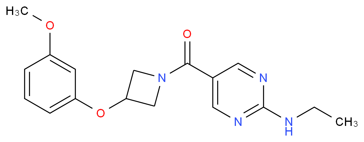 N-ethyl-5-{[3-(3-methoxyphenoxy)-1-azetidinyl]carbonyl}-2-pyrimidinamine_分子结构_CAS_)