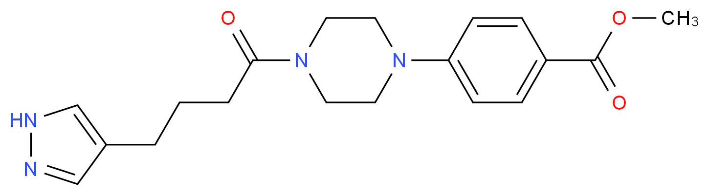 methyl 4-{4-[4-(1H-pyrazol-4-yl)butanoyl]-1-piperazinyl}benzoate_分子结构_CAS_)