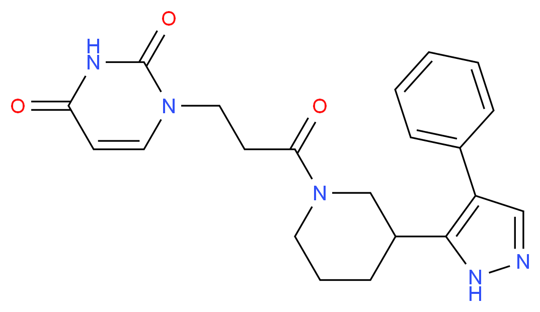 1-{3-oxo-3-[3-(4-phenyl-1H-pyrazol-5-yl)piperidin-1-yl]propyl}pyrimidine-2,4(1H,3H)-dione_分子结构_CAS_)