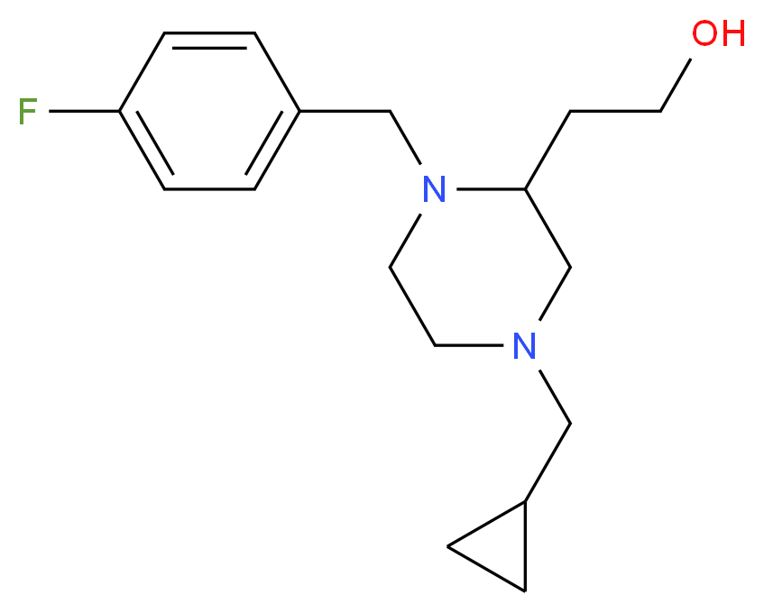 2-[4-(cyclopropylmethyl)-1-(4-fluorobenzyl)-2-piperazinyl]ethanol_分子结构_CAS_)
