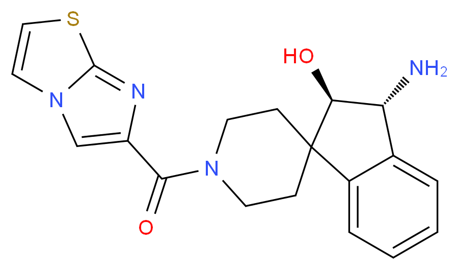 (2R*,3R*)-3-amino-1'-(imidazo[2,1-b][1,3]thiazol-6-ylcarbonyl)-2,3-dihydrospiro[indene-1,4'-piperidin]-2-ol_分子结构_CAS_)