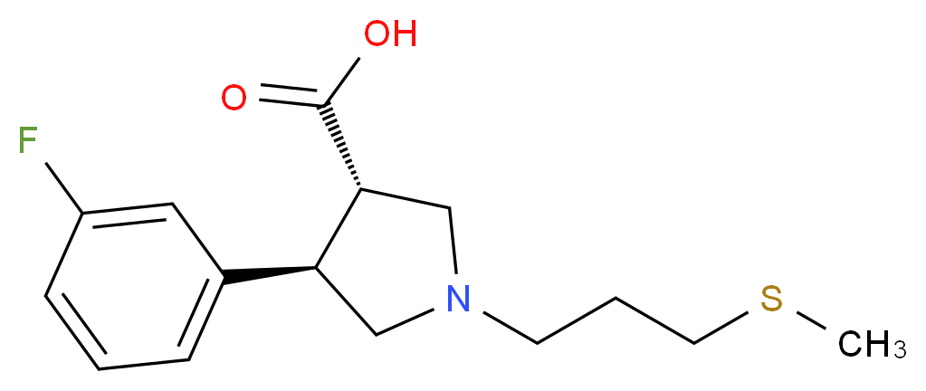 (3S*,4R*)-4-(3-fluorophenyl)-1-[3-(methylthio)propyl]pyrrolidine-3-carboxylic acid_分子结构_CAS_)
