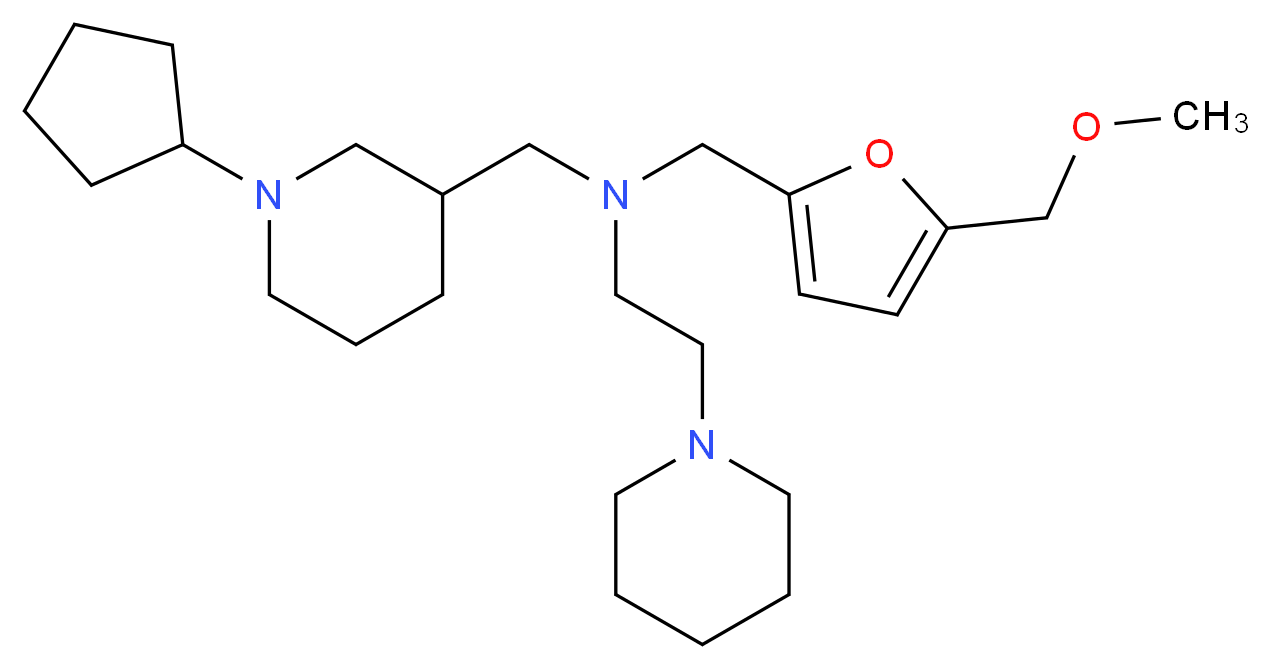 N-[(1-cyclopentyl-3-piperidinyl)methyl]-N-{[5-(methoxymethyl)-2-furyl]methyl}-2-(1-piperidinyl)ethanamine_分子结构_CAS_)