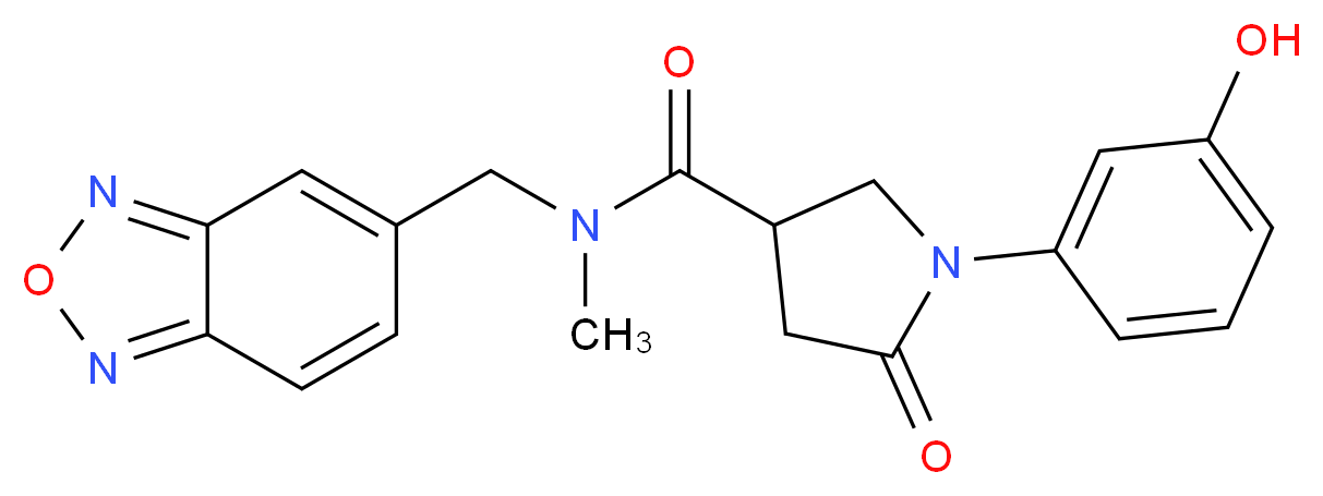N-(2,1,3-benzoxadiazol-5-ylmethyl)-1-(3-hydroxyphenyl)-N-methyl-5-oxopyrrolidine-3-carboxamide_分子结构_CAS_)