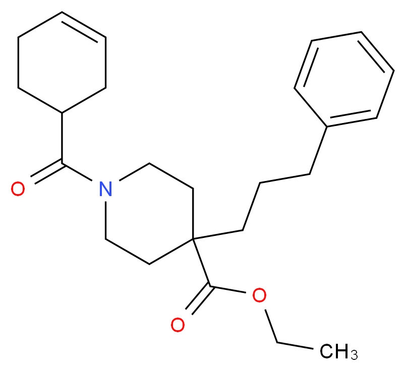 ethyl 1-(3-cyclohexen-1-ylcarbonyl)-4-(3-phenylpropyl)-4-piperidinecarboxylate_分子结构_CAS_)