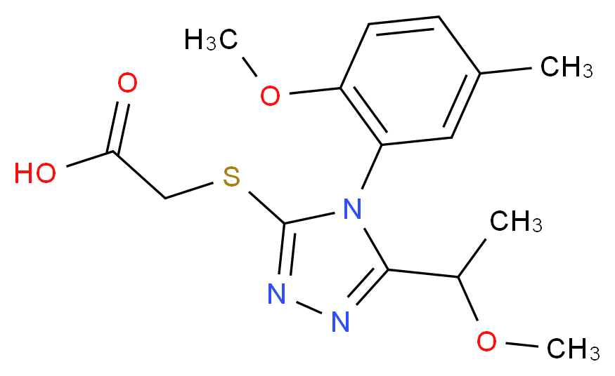 {[5-(1-methoxyethyl)-4-(2-methoxy-5-methylphenyl)-4H-1,2,4-triazol-3-yl]thio}acetic acid_分子结构_CAS_)