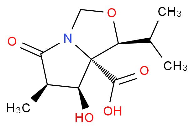 (3R,4S,5S,6S)-1-Aza-5-carboxyl-4-hydroxy-6-isopropyl-3-methyl-7-oxabicyclo[3.3.0]octan-2-one_分子结构_CAS_145451-96-3)