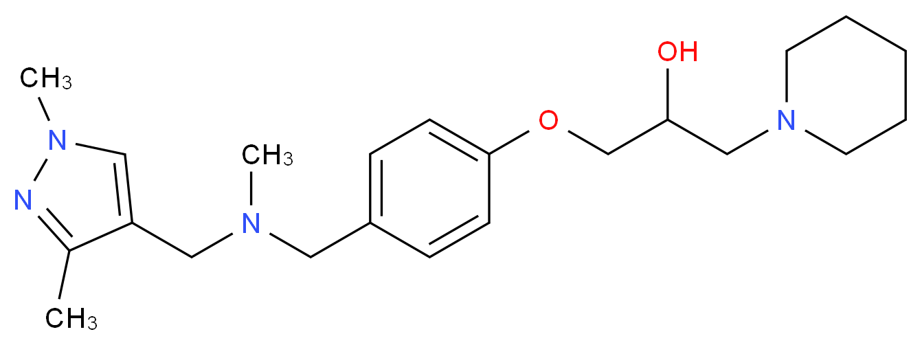 1-(4-{[[(1,3-dimethyl-1H-pyrazol-4-yl)methyl](methyl)amino]methyl}phenoxy)-3-(1-piperidinyl)-2-propanol_分子结构_CAS_)
