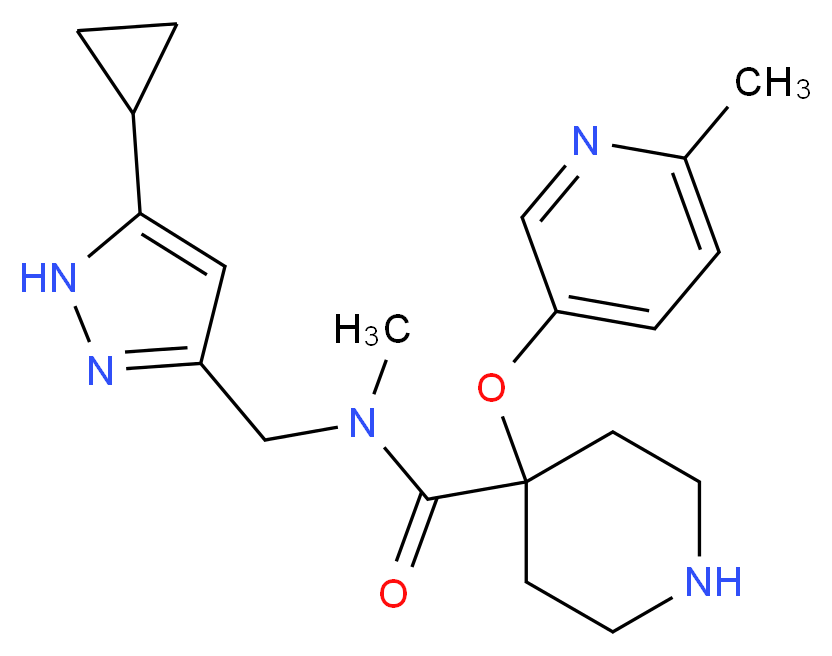 N-[(5-cyclopropyl-1H-pyrazol-3-yl)methyl]-N-methyl-4-[(6-methylpyridin-3-yl)oxy]piperidine-4-carboxamide_分子结构_CAS_)