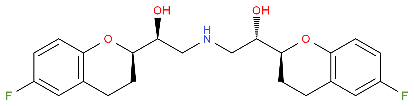 (1S)-1-[(2R)-6-fluoro-3,4-dihydro-2H-1-benzopyran-2-yl]-2-{[(2S)-2-[(2S)-6-fluoro-3,4-dihydro-2H-1-benzopyran-2-yl]-2-hydroxyethyl]amino}ethan-1-ol_分子结构_CAS_118457-16-2