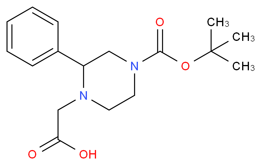 2-{4-[(tert-butoxy)carbonyl]-2-phenylpiperazin-1-yl}acetic acid_分子结构_CAS_1060813-72-0