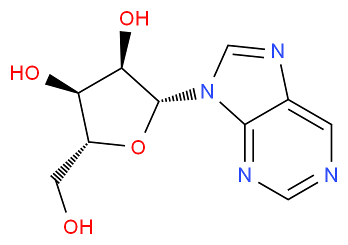 (2R,3S,4R,5R)-2-(hydroxymethyl)-5-(9H-purin-9-yl)oxolane-3,4-diol_分子结构_CAS_550-33-4