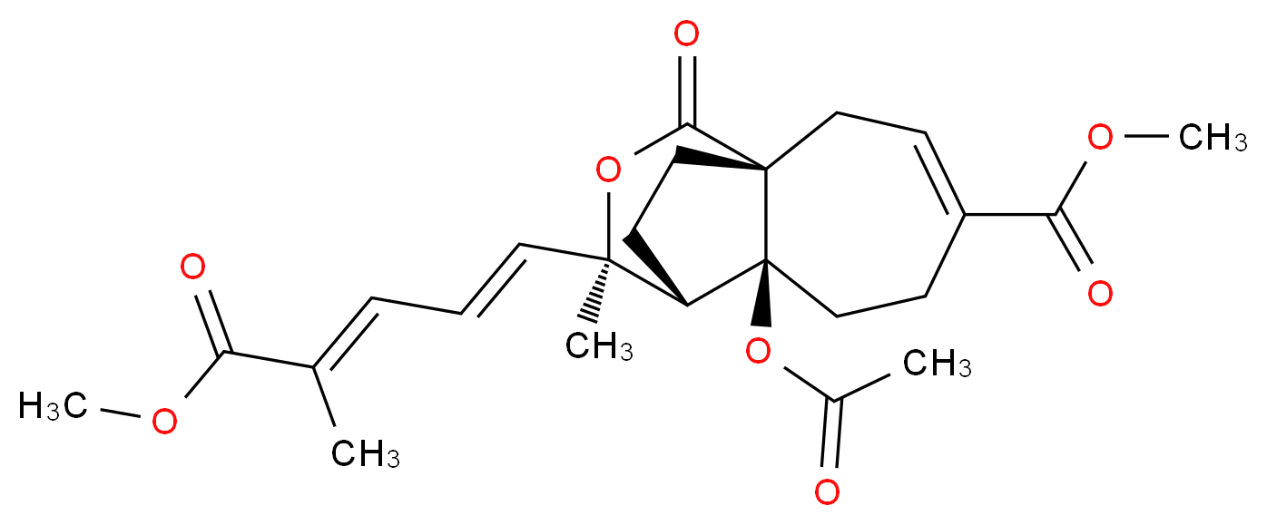 methyl (1R,7S,8S,9R)-7-(acetyloxy)-9-[(1E,3E)-5-methoxy-4-methyl-5-oxopenta-1,3-dien-1-yl]-9-methyl-11-oxo-10-oxatricyclo[6.3.2.0<sup>1</sup>,<sup>7</sup>]tridec-3-ene-4-carboxylate_分子结构_CAS_82508-34-7