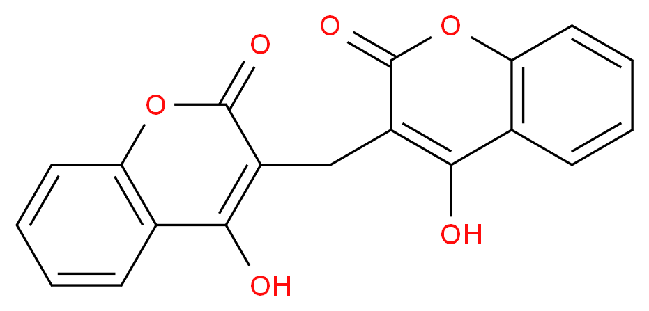 4-hydroxy-3-[(4-hydroxy-2-oxo-2H-chromen-3-yl)methyl]-2H-chromen-2-one_分子结构_CAS_66-76-2