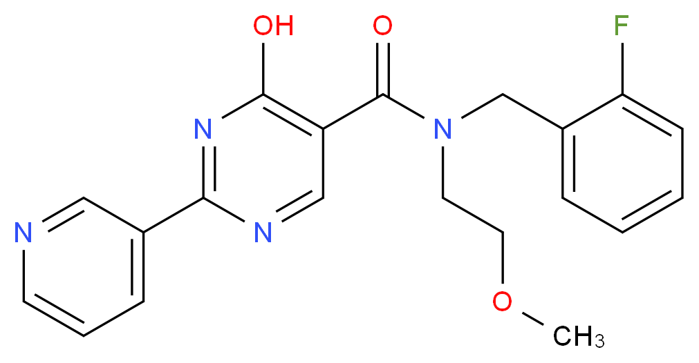 N-(2-fluorobenzyl)-4-hydroxy-N-(2-methoxyethyl)-2-pyridin-3-ylpyrimidine-5-carboxamide_分子结构_CAS_)