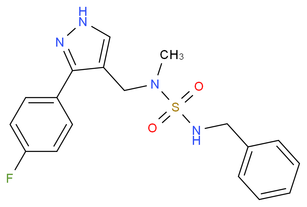 N'-benzyl-N-{[3-(4-fluorophenyl)-1H-pyrazol-4-yl]methyl}-N-methylsulfamide_分子结构_CAS_)