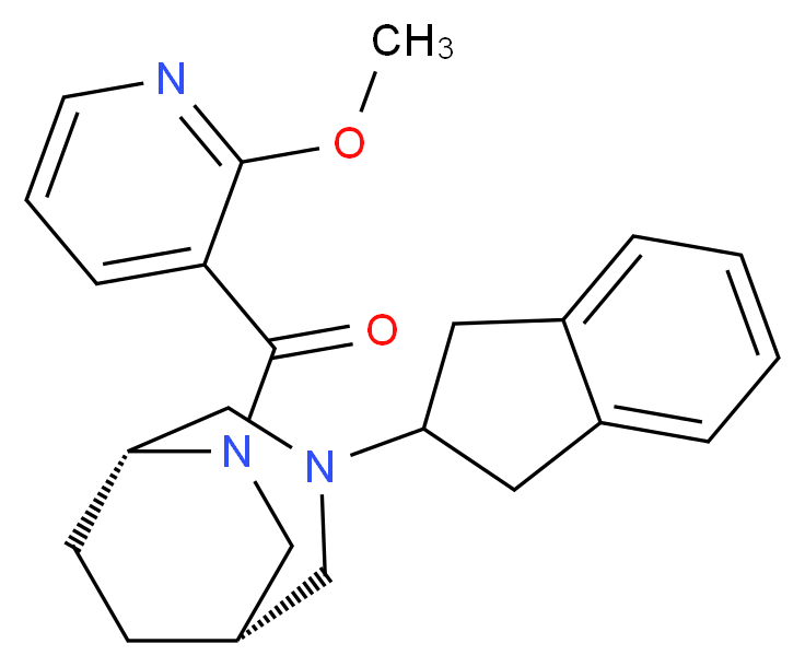 (1S*,5R*)-3-(2,3-dihydro-1H-inden-2-yl)-6-[(2-methoxy-3-pyridinyl)carbonyl]-3,6-diazabicyclo[3.2.2]nonane_分子结构_CAS_)