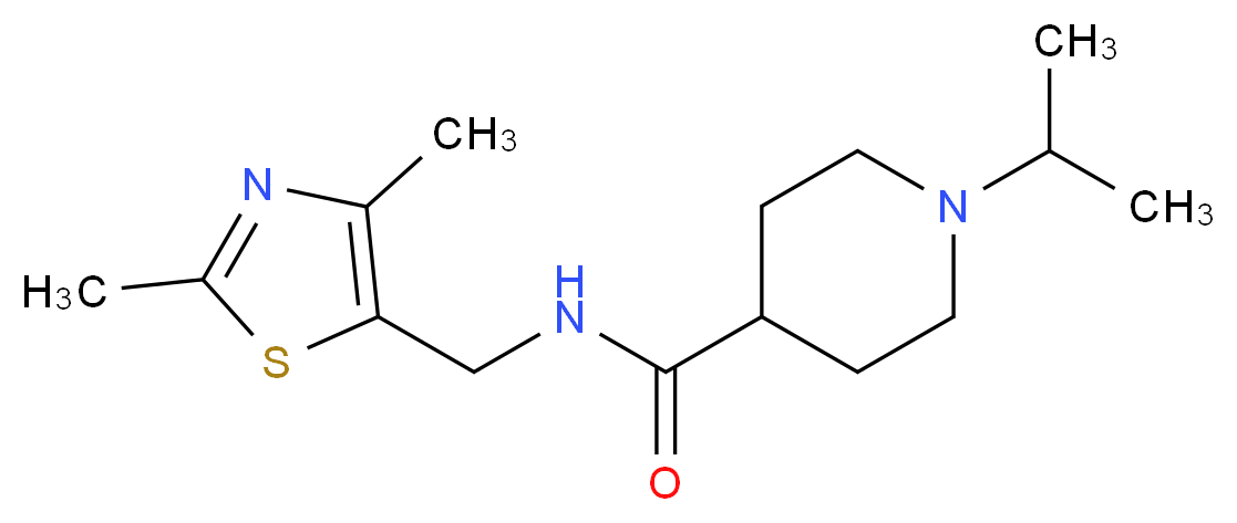 N-[(2,4-dimethyl-1,3-thiazol-5-yl)methyl]-1-isopropyl-4-piperidinecarboxamide_分子结构_CAS_)
