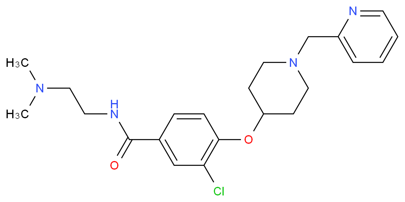 3-chloro-N-[2-(dimethylamino)ethyl]-4-{[1-(2-pyridinylmethyl)-4-piperidinyl]oxy}benzamide_分子结构_CAS_)