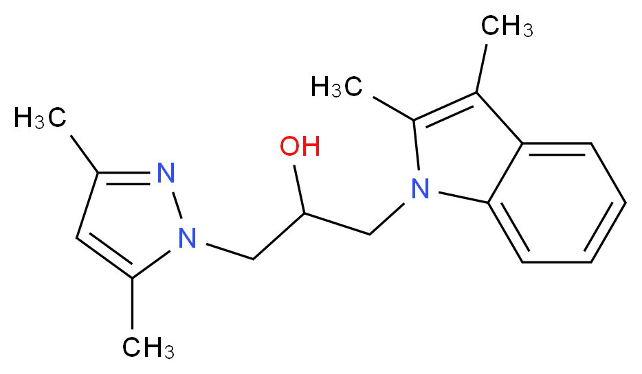 1-(2,3-dimethyl-1H-indol-1-yl)-3-(3,5-dimethyl-1H-pyrazol-1-yl)propan-2-ol_分子结构_CAS_441314-01-8